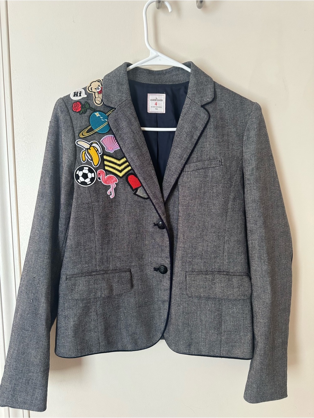 GAP Gray Embroidered Patch Blazer